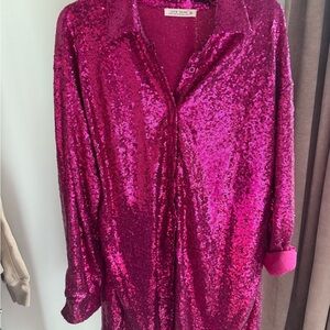 12th Tribe Pink Sequin Mini Dress
